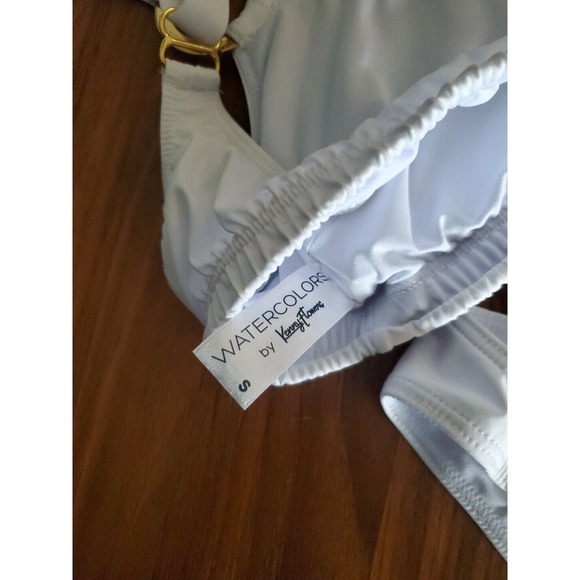 NWT Kenny Flowers The Santorini Gold Ring White Sporty Bikini Top Women xs/Sm/M - Picture 9 of 9
